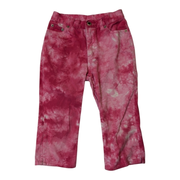 Vintage Northern Getaway Girls 7 Hot Pink Tie Dye Cropped Denim  Pants - Picture 1 of 7